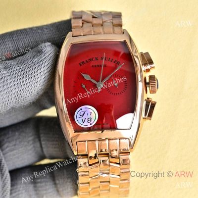 High Quality Replica Franck Muller Casablanca Barrel 316 Stainless Steel Rose Gold Strap Different Color Face Dial Gold Ceramic Bezel Watch 40*14.50mm